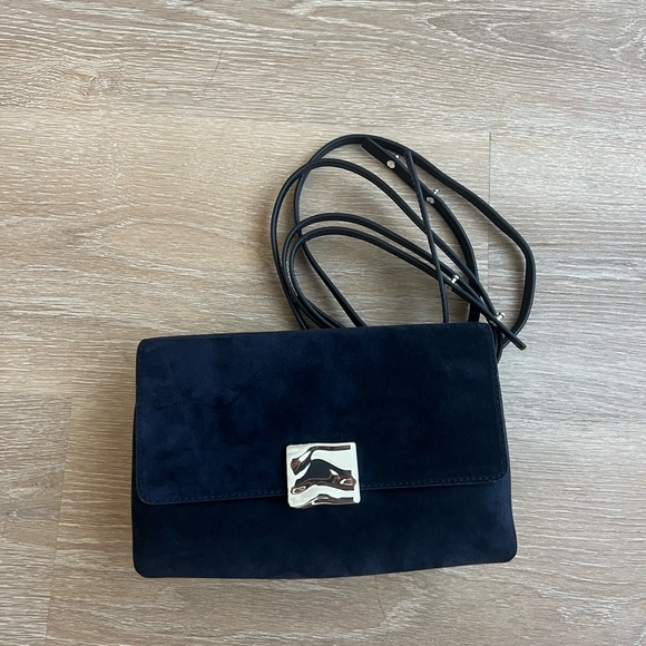 Madewell X AGMES NYC Navy Suede Shoulder Bag/Clutch - Picture 2 of 8